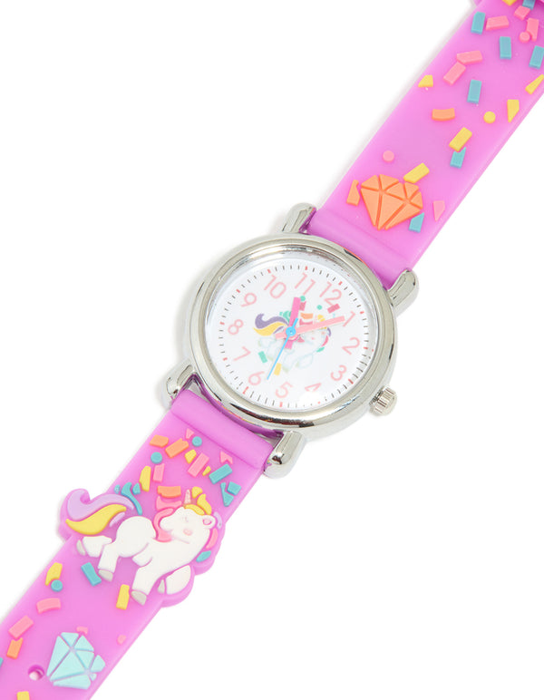 Kids Pink Unicorn Confetti Watch
