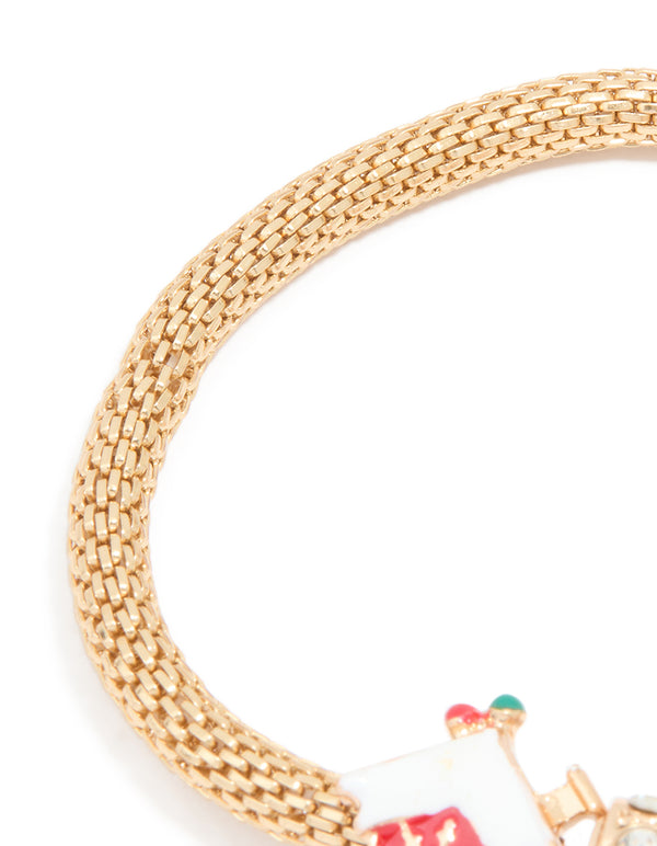Kids Gold Santa Charm Bracelet & Ring