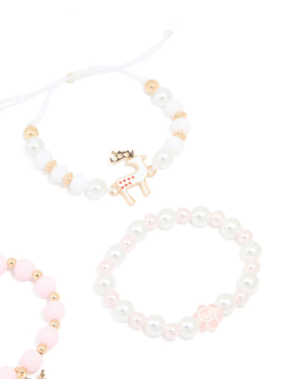 Kids Beaded Snowflake Stretch Bracelets 4-Pack