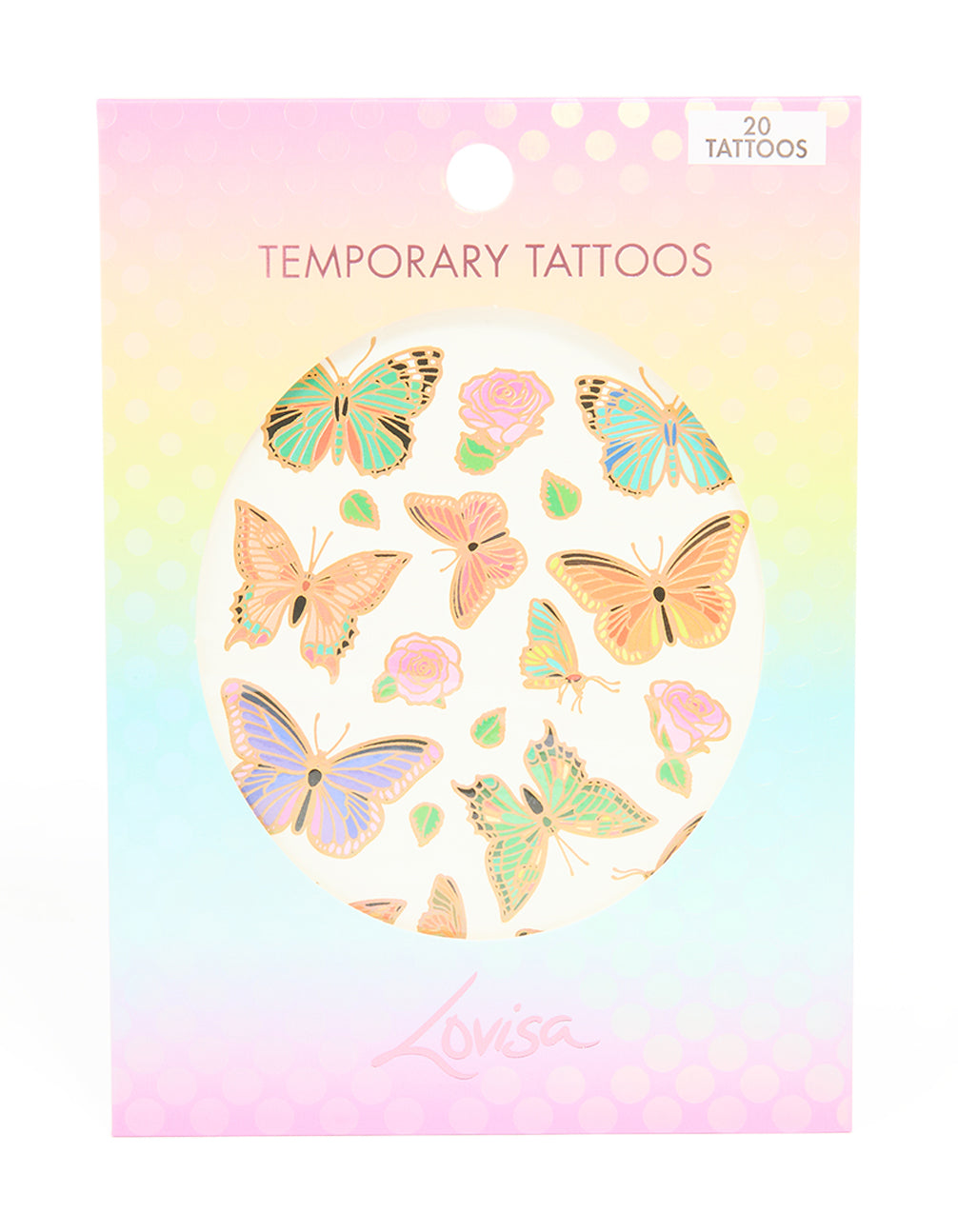 Kids Pastel Butterfly & Flower Temporary Tattoo Set