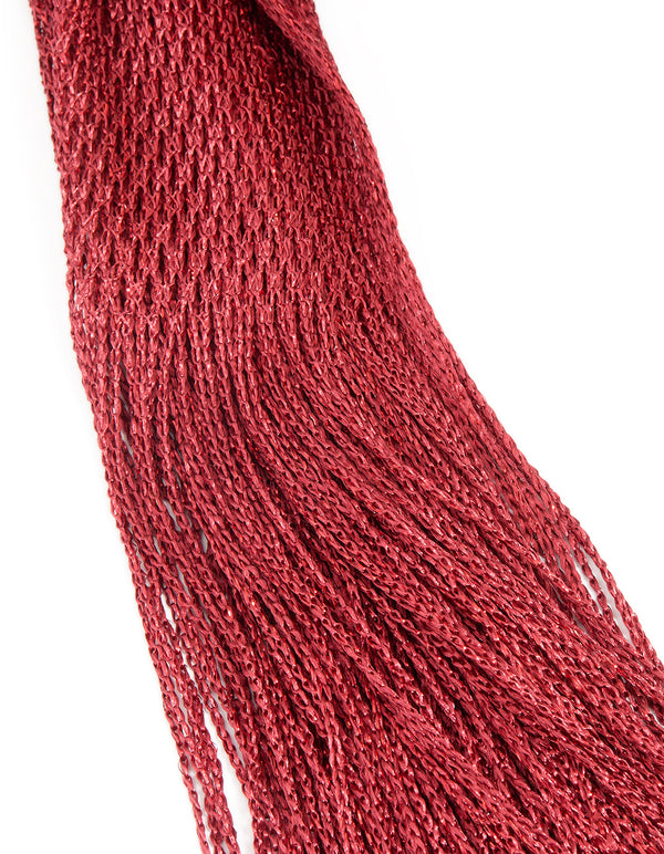 Red Glitter Fabric Draped Scarf