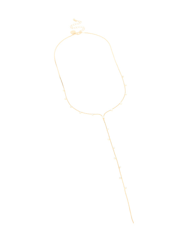 Gold Diamante Marquise Snake Y-Necklace