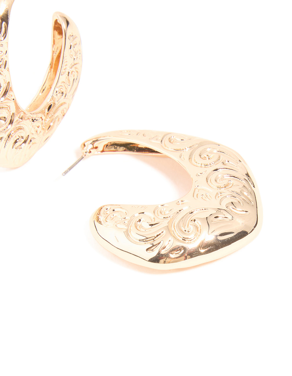 Gold Textured Swirl Large Hoop Earrings
