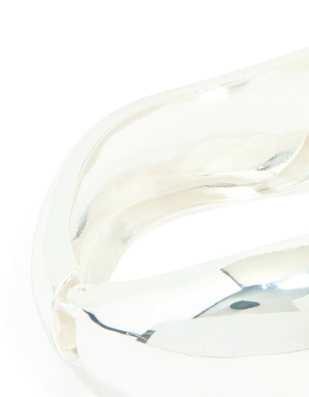 Silver Thick Wave Hinged Bangle