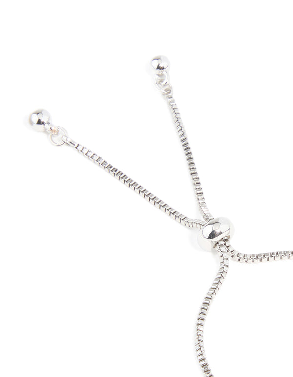 Silver Cubic Zirconia 4-Petal Flower Toggle Bracelet