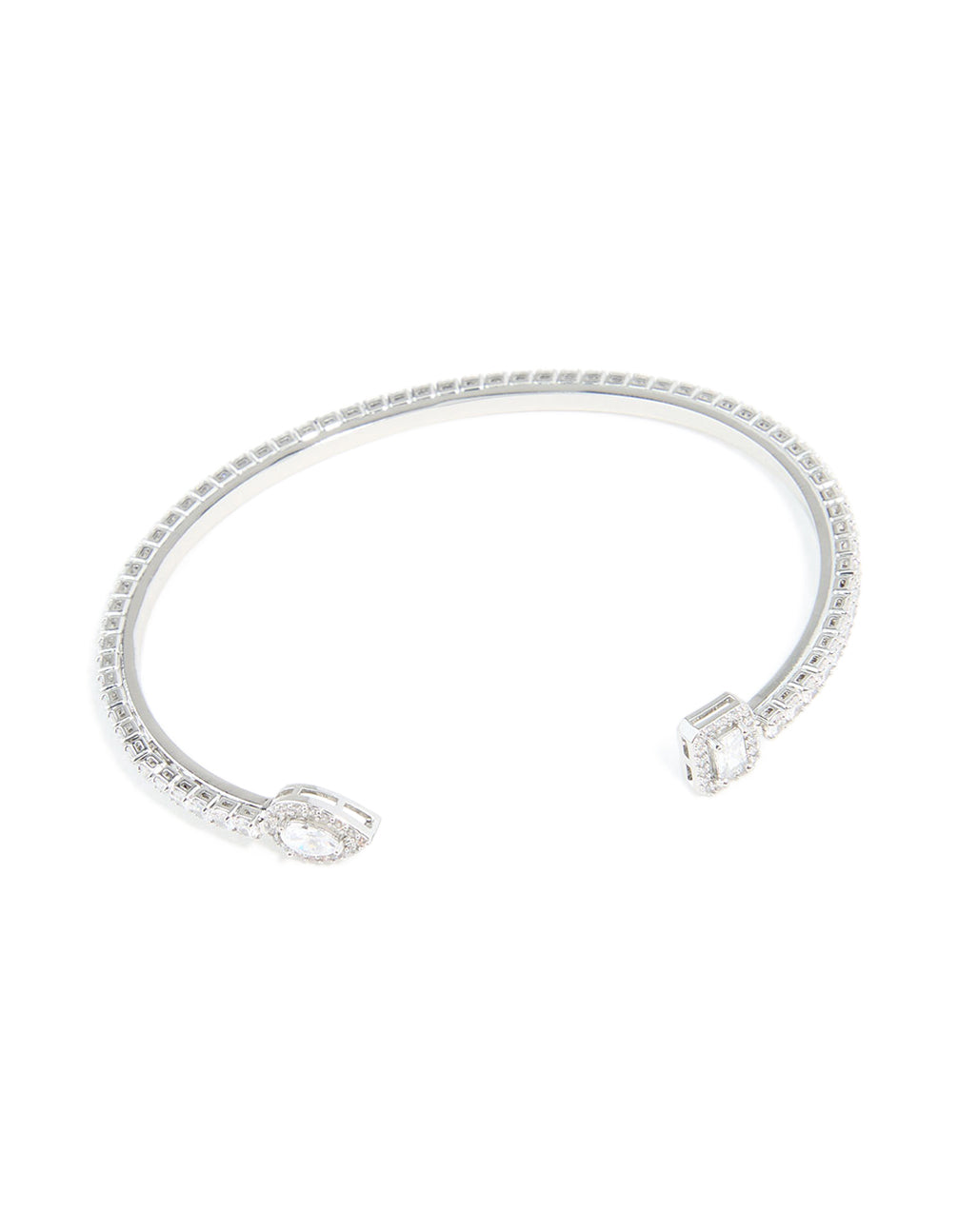 Silver Cubic Zirconia Pear Square Wrist Cuff