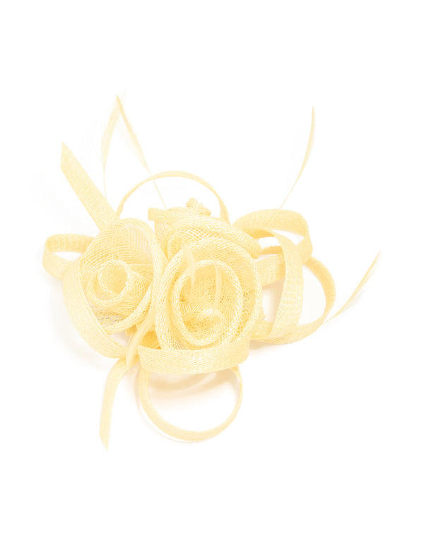 Yellow Feather Swirl Hair Clip