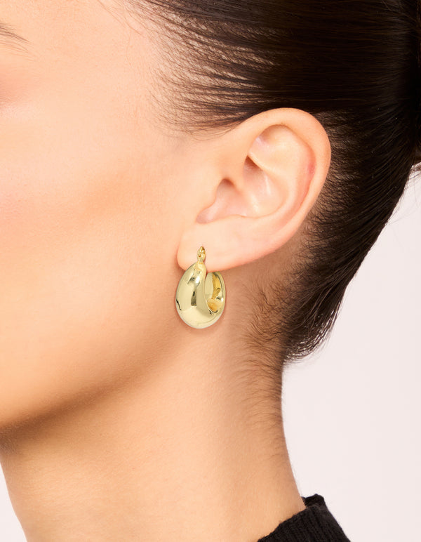 Gold Plated Brass Medium Huggie Earrings