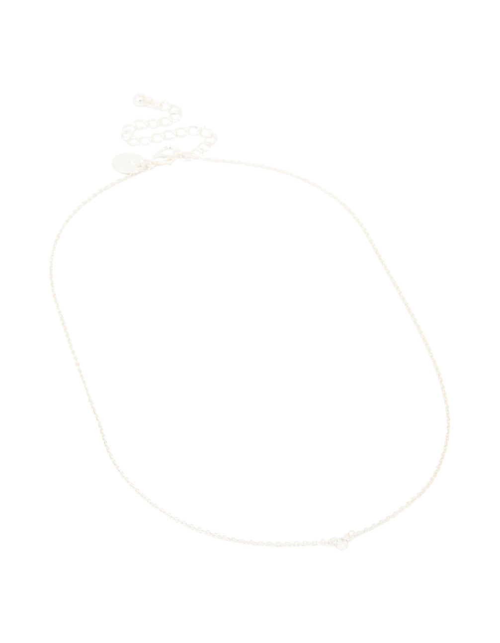 Silver Plated Brass Cubic Zirconia Mini Bezel Pendant Necklace