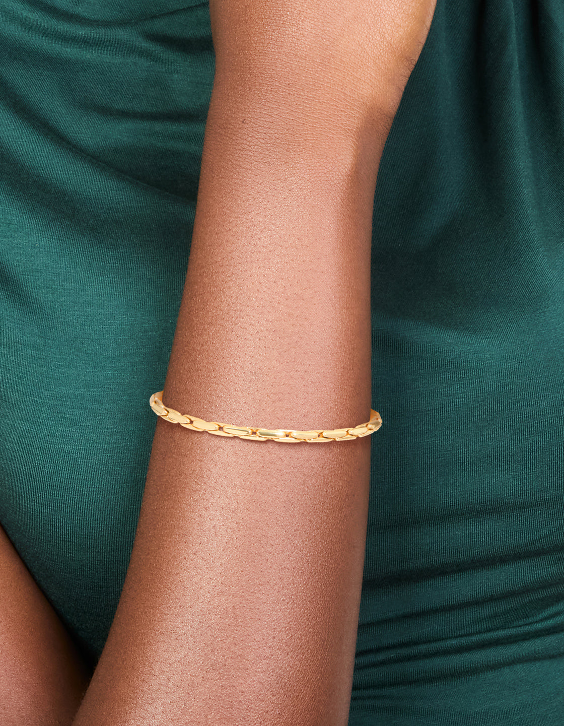 Gold Plated Brass Round Linear Chain Bracelet