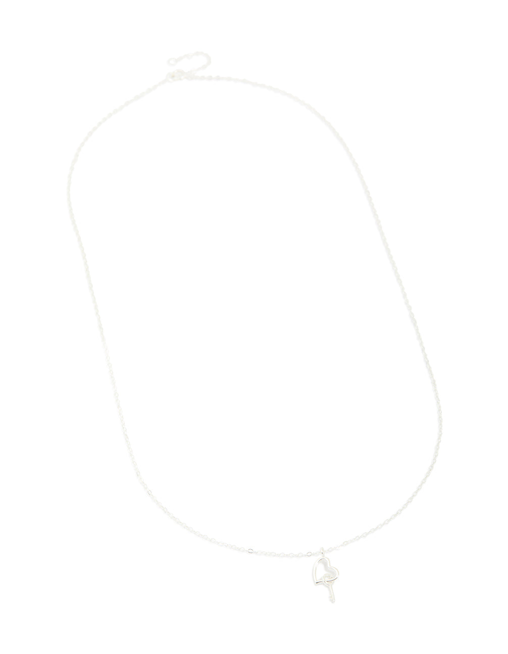 Sterling Silver Heart & Key Pendant Necklace