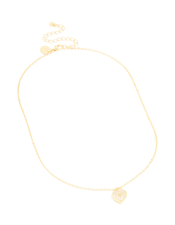 Gold Plated Cubic Zirconia Heart Locket Pendant Necklace