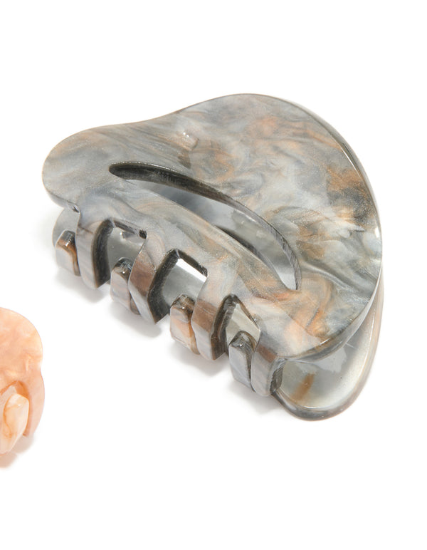 Marbled Acrylic Curved Mini Claw Clips 2-Pack