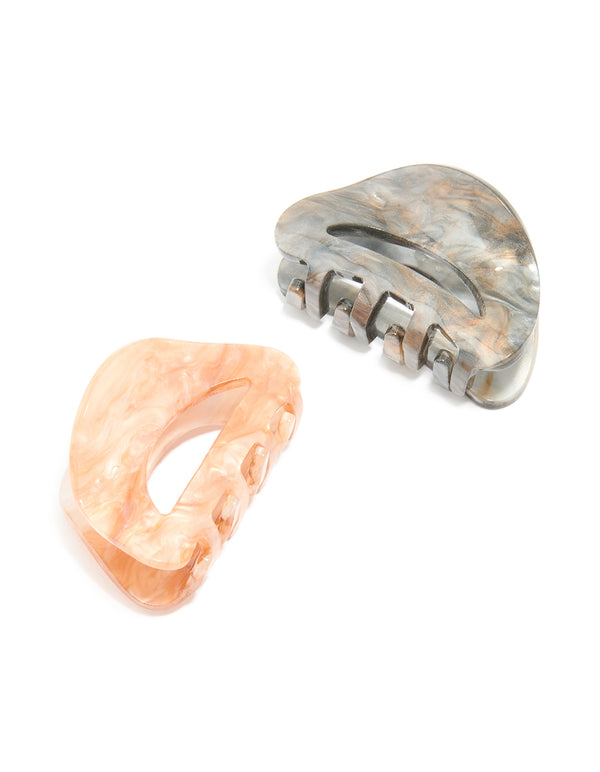 Marbled Acrylic Curved Mini Claw Clips 2-Pack
