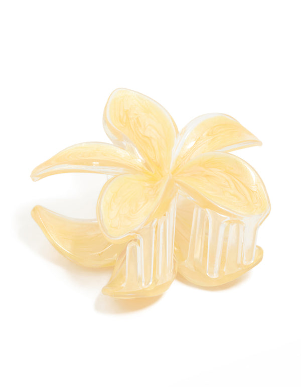 Yellow Frangipani Flower Claw Clip