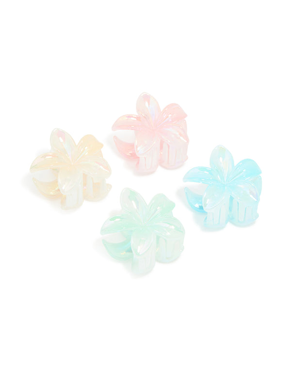 Pastel Pearlised Frangipani Flower Tropical Claw Clips 4-Pack
