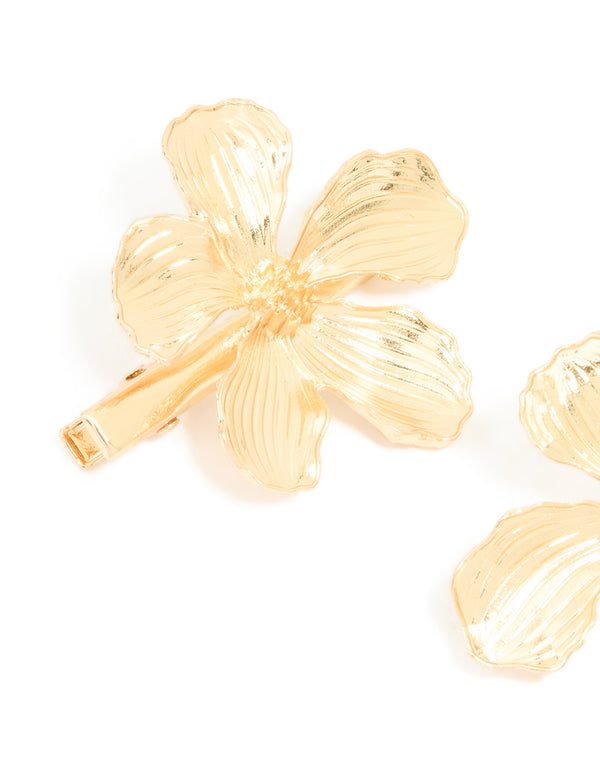 Gold Detailed Flower Claw Clips 2-Pack