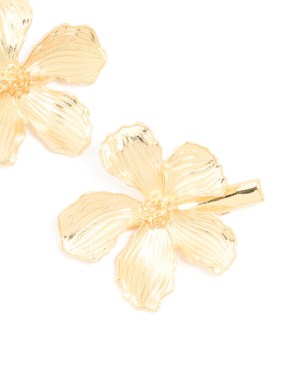 Gold Detailed Flower Claw Clips 2-Pack