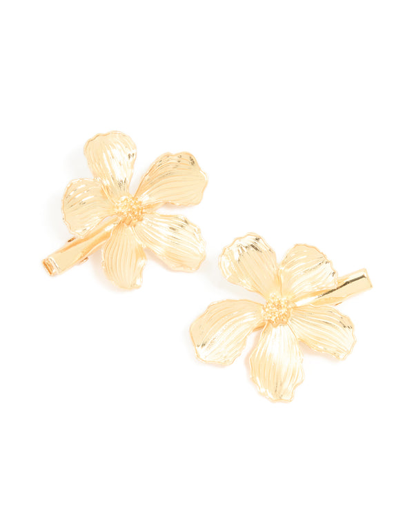 Gold Detailed Flower Claw Clips 2-Pack
