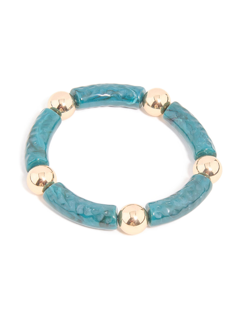 Gold & Blue Beaded Textured Stretch Bracelets 2-Pack