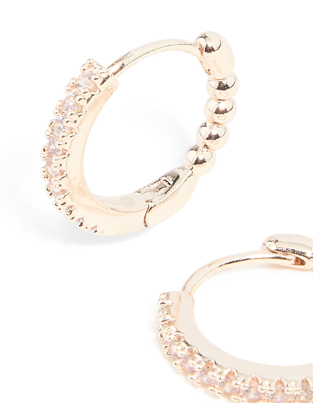 Rose Gold Plated Cubic Zirconia Skinny Huggie Earrings