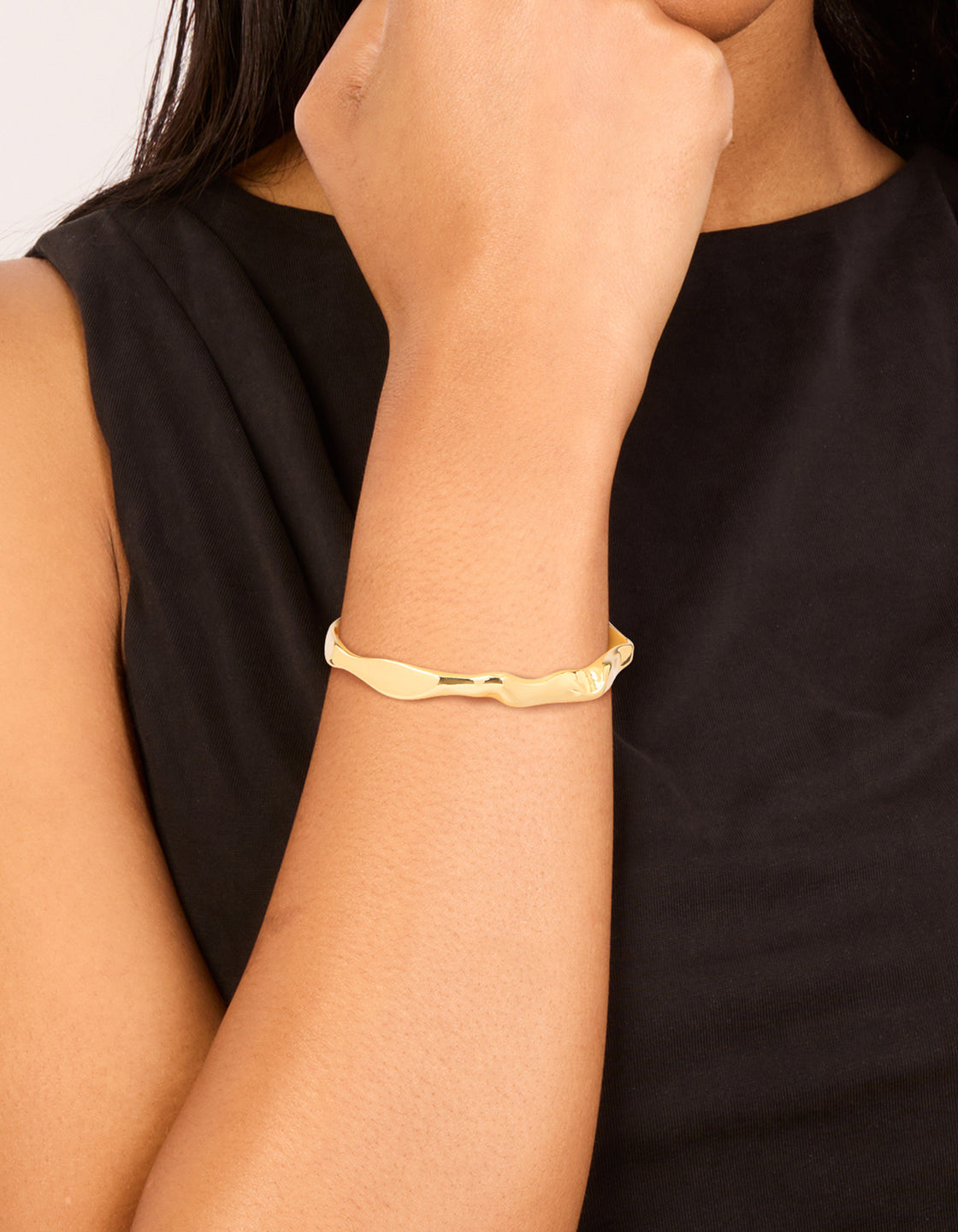 Gold Plated Organic Wavy Wrist Cuff
