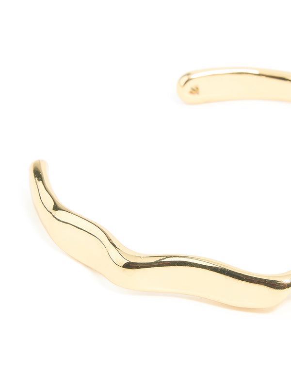 Gold Plated Organic Wavy Wrist Cuff