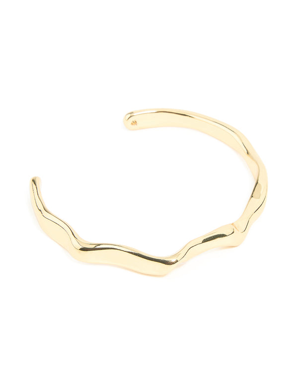 Gold Plated Organic Wavy Wrist Cuff