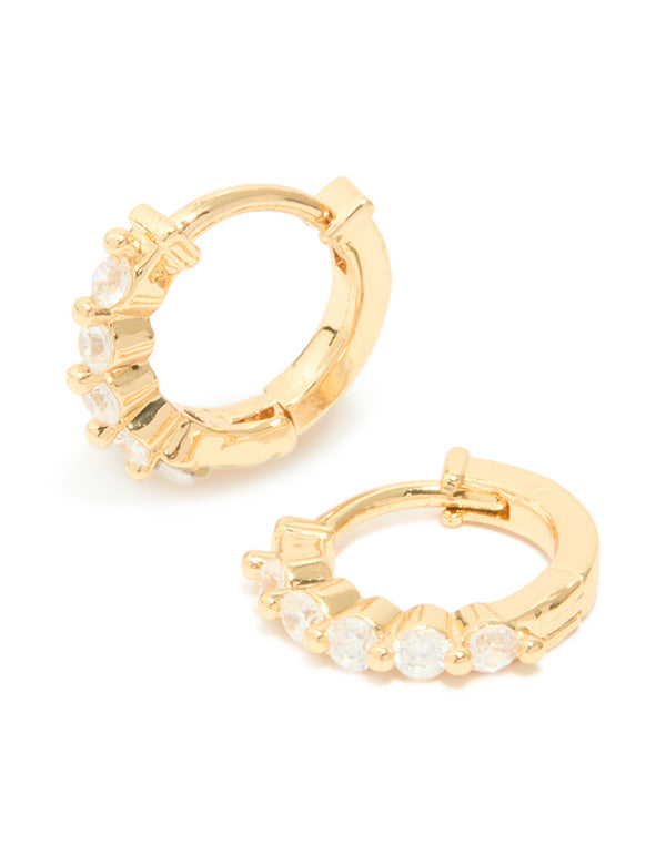 Gold Plated Cubic Zirconia Hugge Earrings