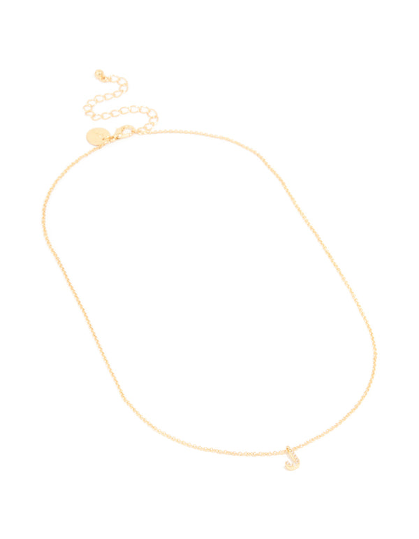 Gold Plated Brass Cubic Zirconia Letter J Necklace