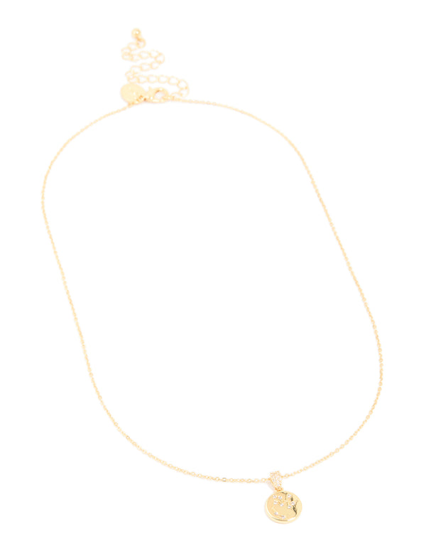 Gold Plated Cubic Zirconia Mini Sagittarius Zodiac Sign Pendant Necklace