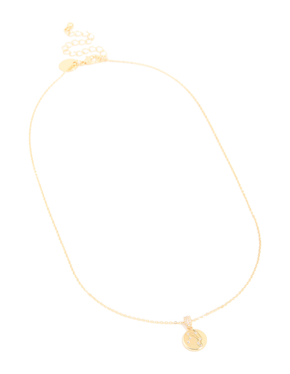 Gold Plated Cubic Zirconia Mini Libra Zodiac Sign Pendant Necklace