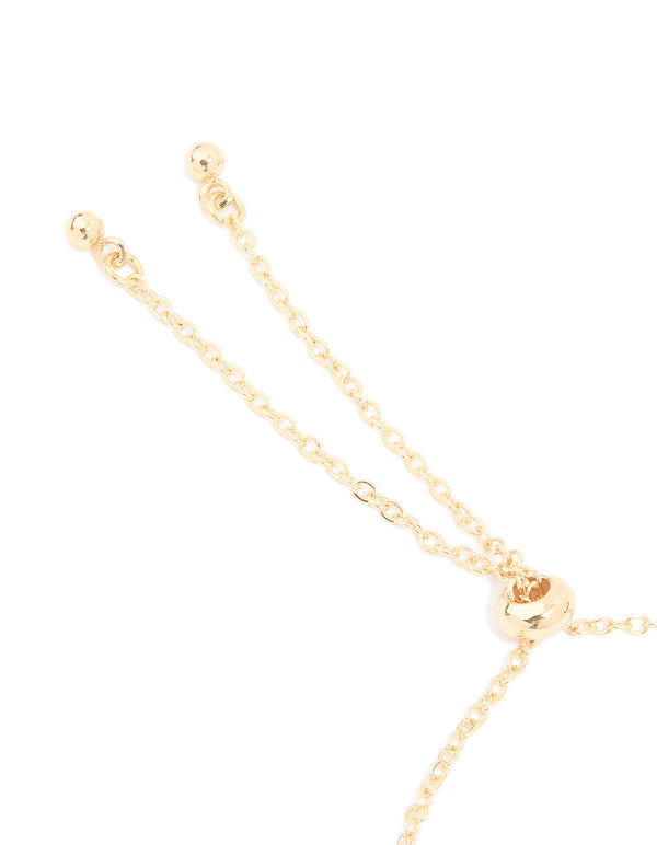 Gold Plated Cubic Zirconia Pave Bubble Letter L Toggle Bracelet