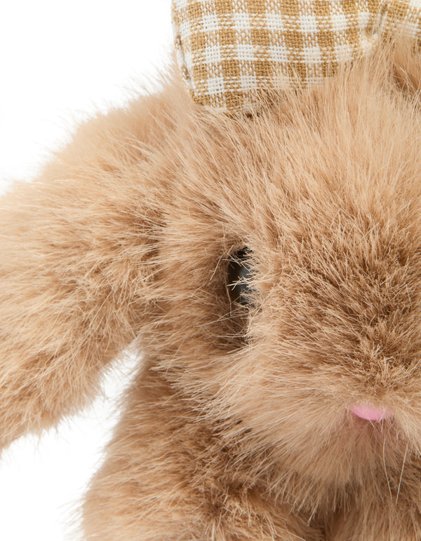 Kids Brown Small Bunny & Gingham Bow Key Chain