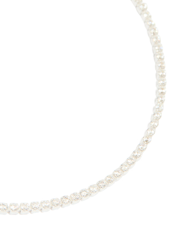 Sterling Silver Cubic Zirconia Tiny Tennis Bracelet