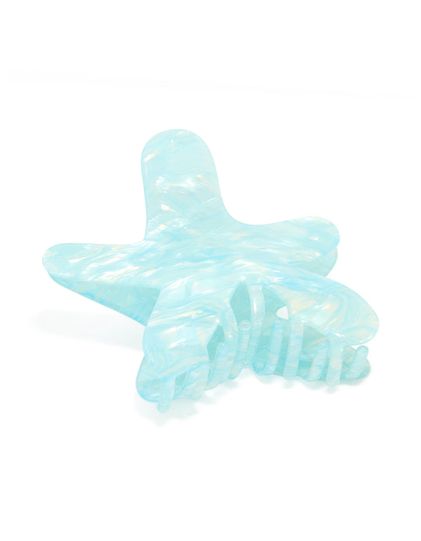 Blue Acrylic Medium Starfish Claw Clip