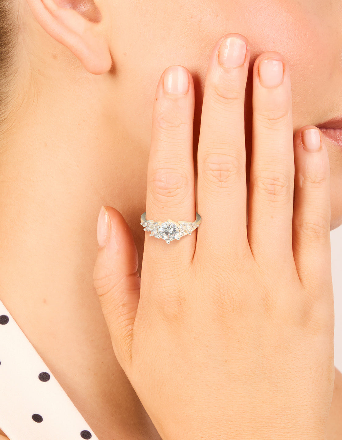 Silver Plated Round Cubic Zirconia Elegant Ring