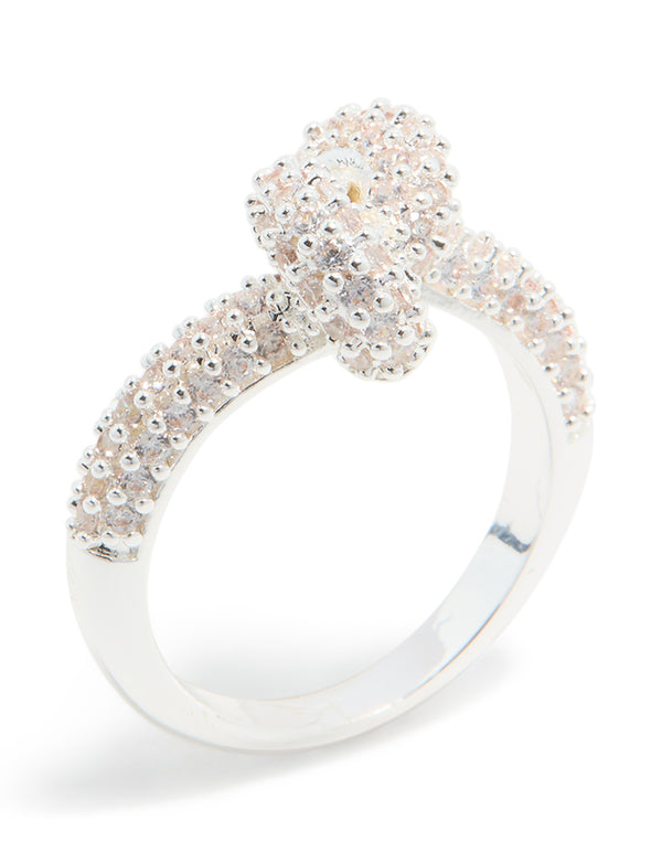Silver Plated Cubic Zirconia Modern Knot Ring