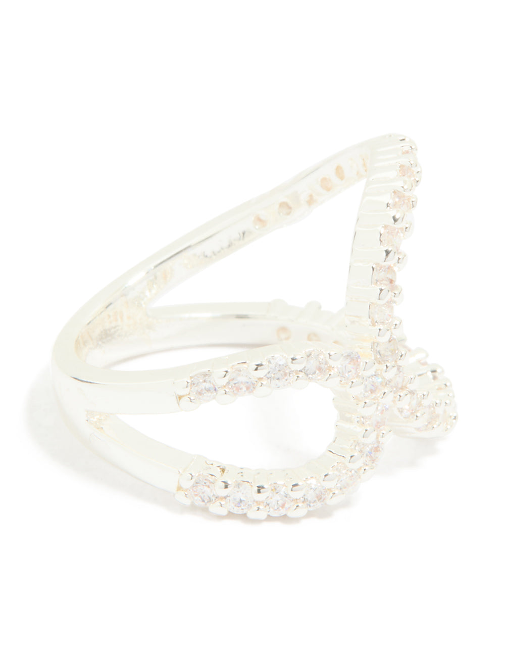 Silver Plated Cubic Zirconia Large Open Loop Ring