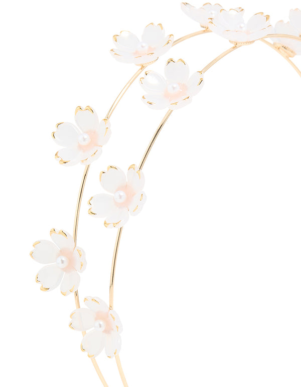 Gold Pearl Small Flower Headband