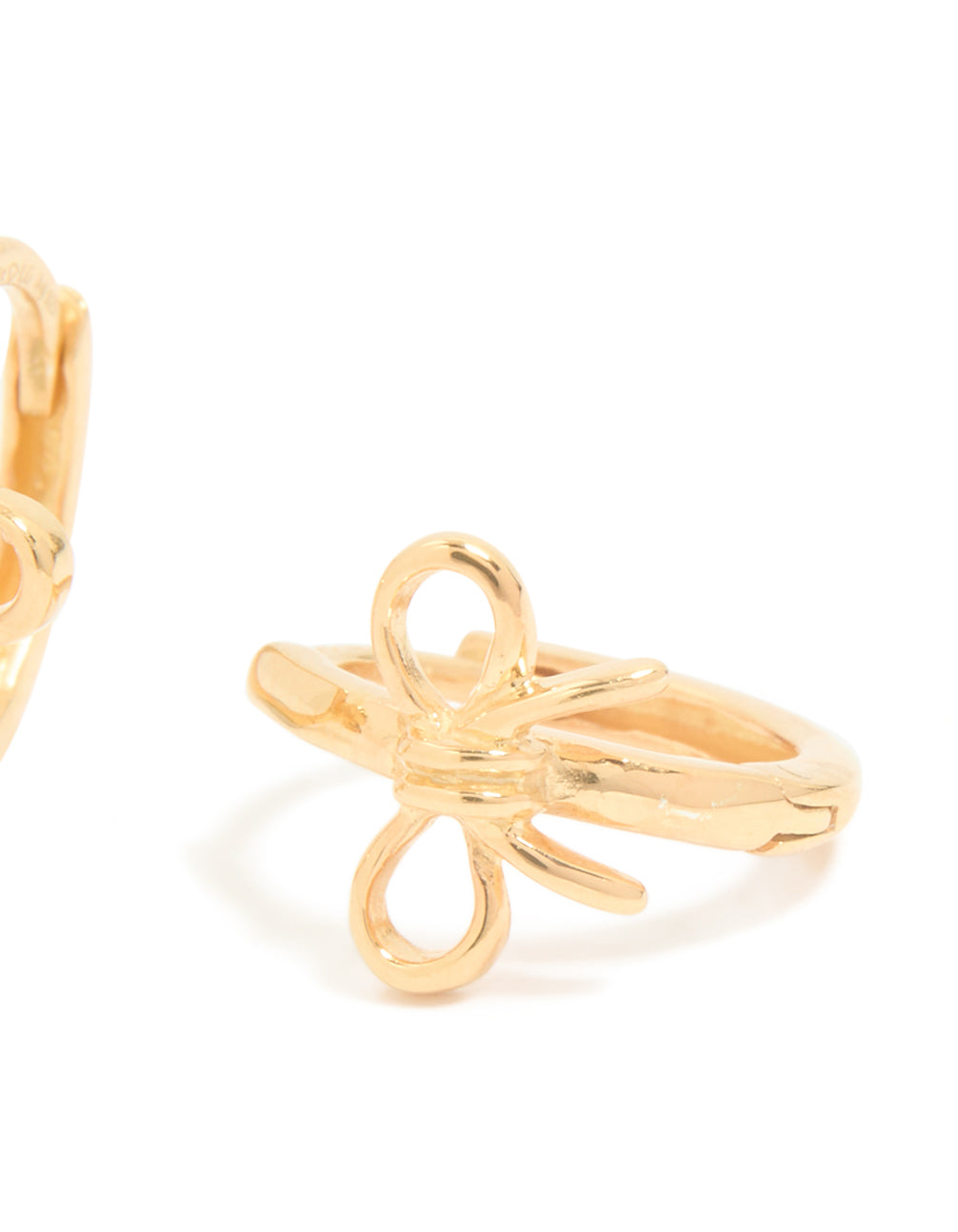 Gold Plated Sterling Silver Cubic Zirconia Bow Huggie Earrings