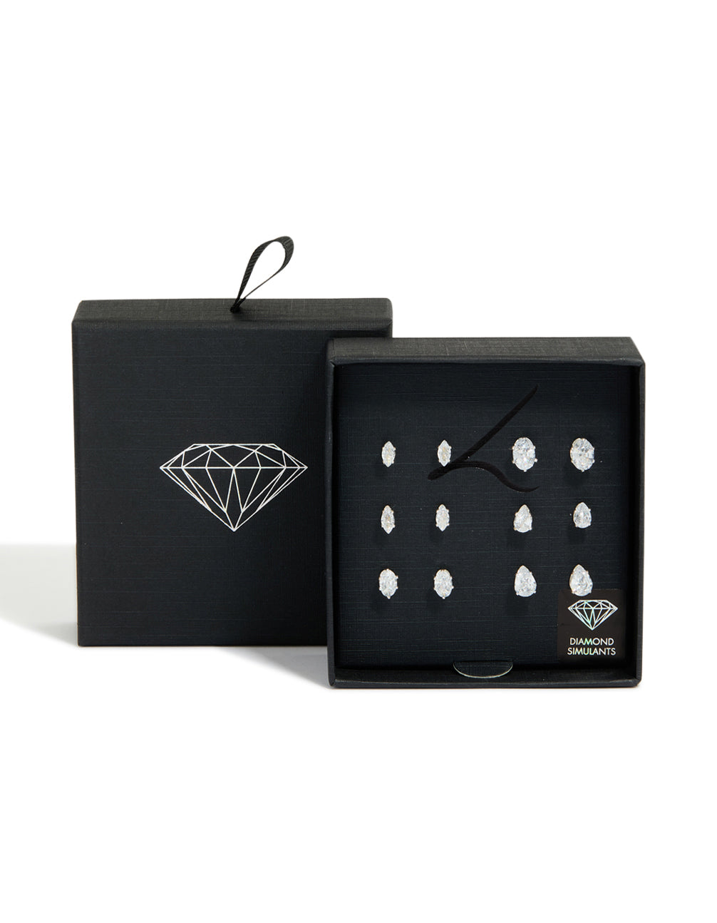 Elegant set of cubic zirconia stud earrings in silver, 6-pack front view
