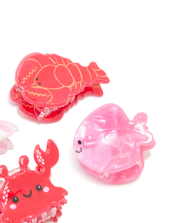 Acrylic Sea Life Claw Clips 4-Pack