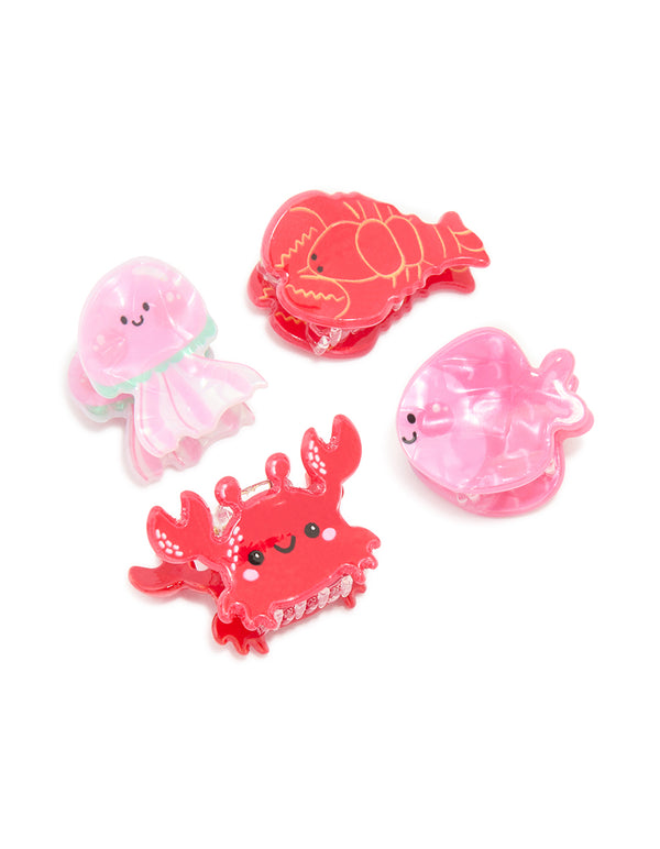 Acrylic Sea Life Claw Clips 4-Pack