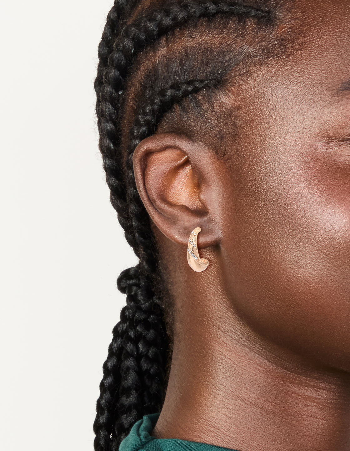 Gold Diamante Pear Open Hoop Earrings