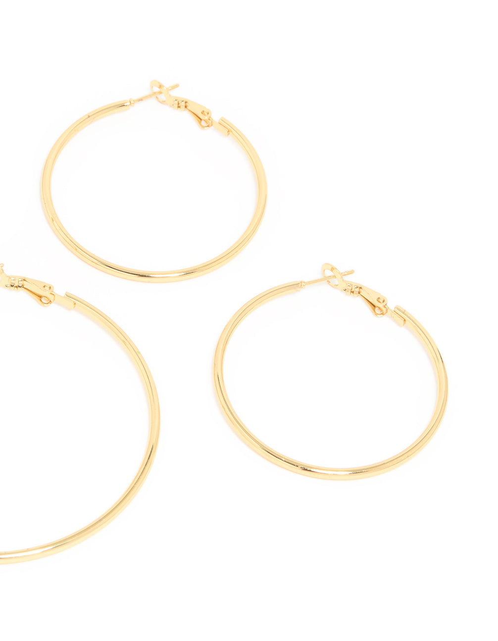 Waterproof Gold Plated Stainless Steel Thin Multi-Sized Hoop Earrings 3-Pack