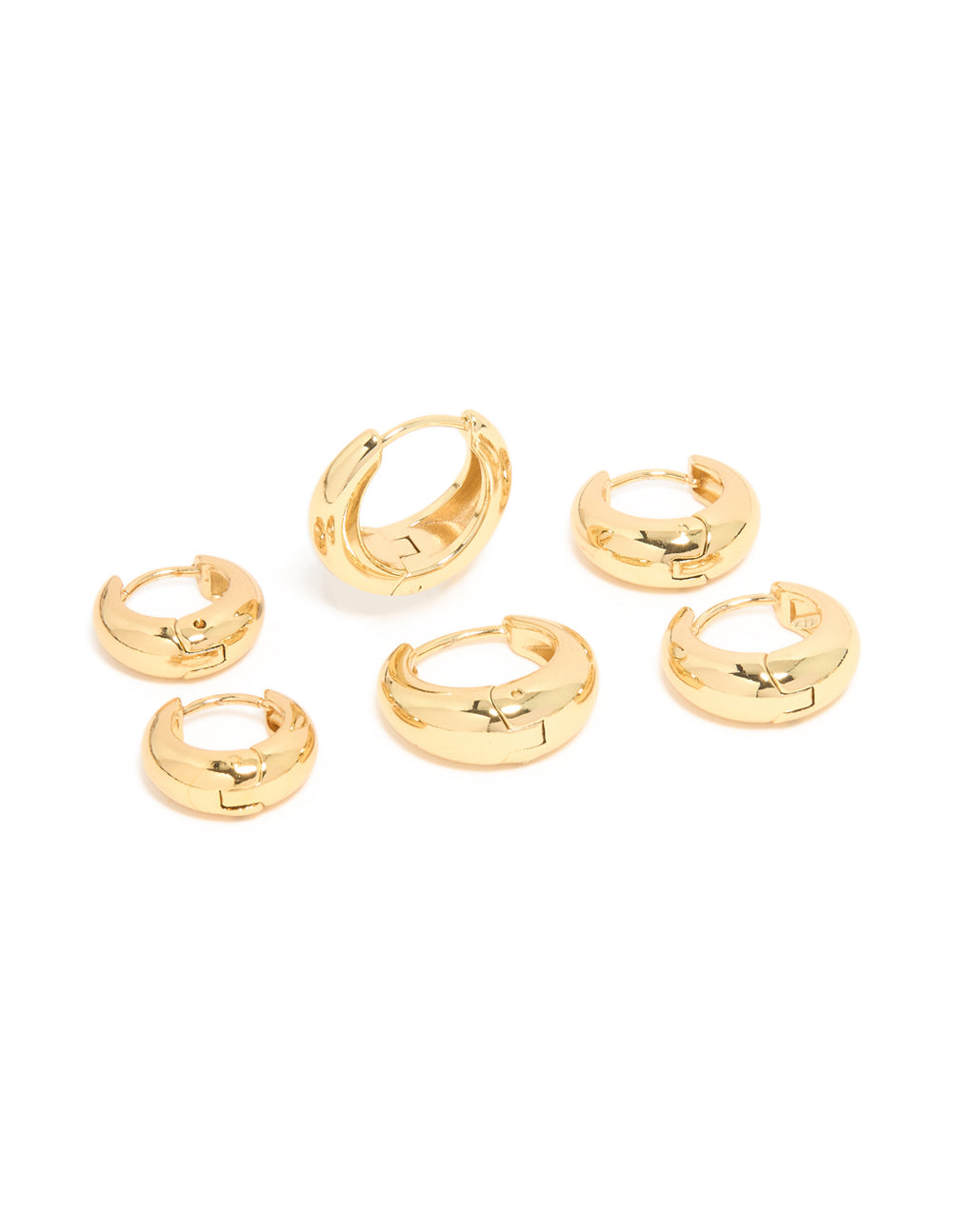 Waterproof Gold Plated Stainless Steel Thick Clicker Earrings 3-Pack