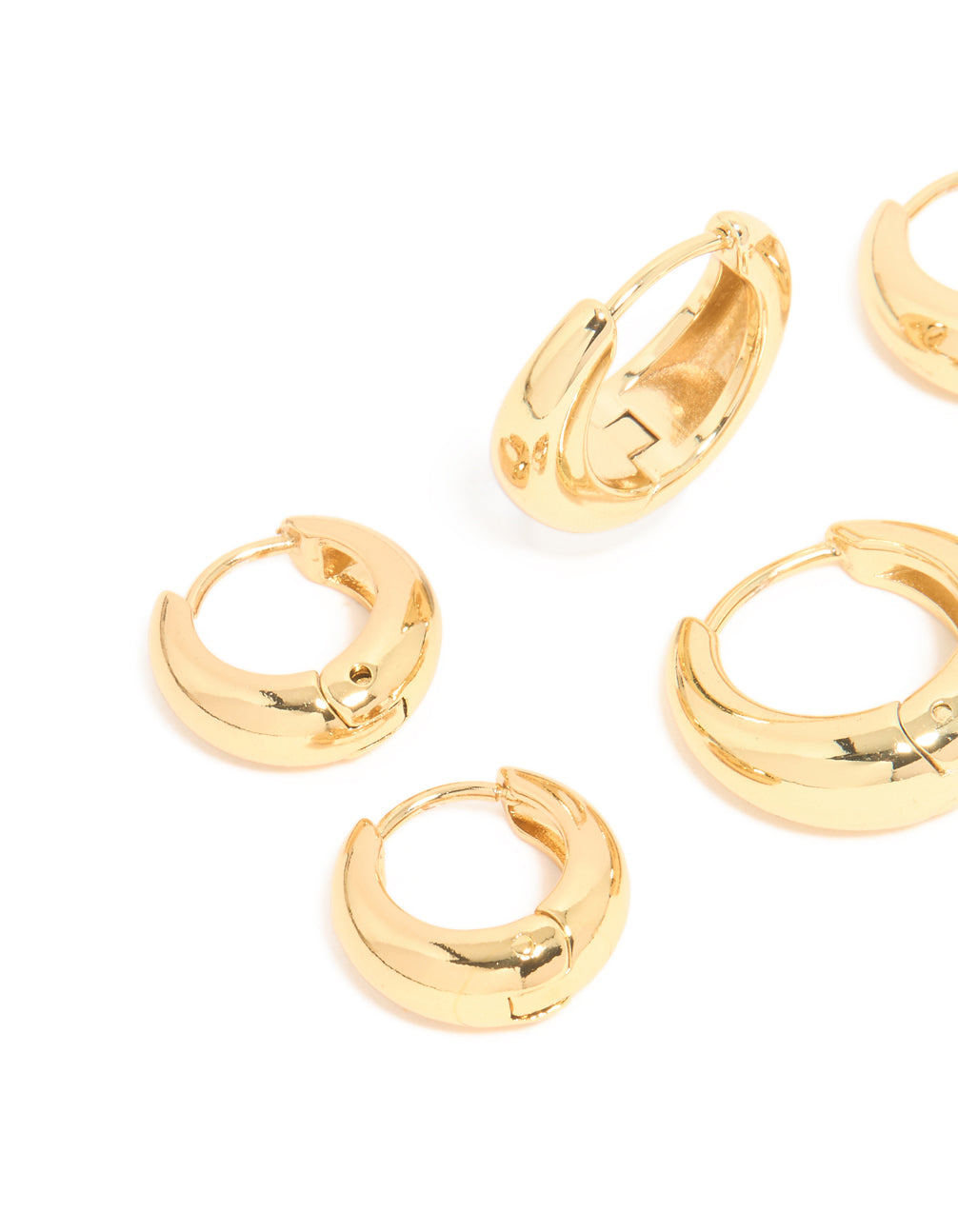 Waterproof Gold Plated Stainless Steel Thick Clicker Earrings 3-Pack