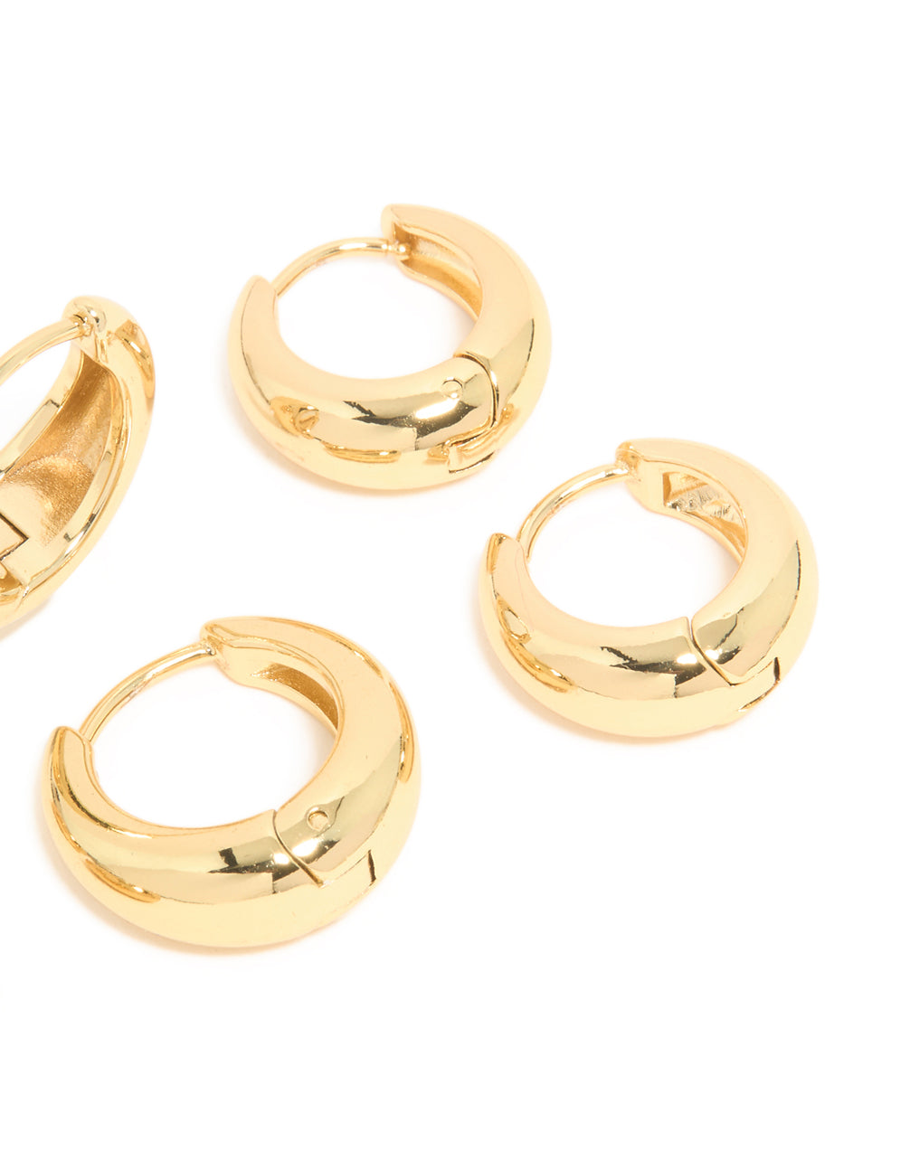 Waterproof Gold Plated Stainless Steel Thick Clicker Earrings 3-Pack