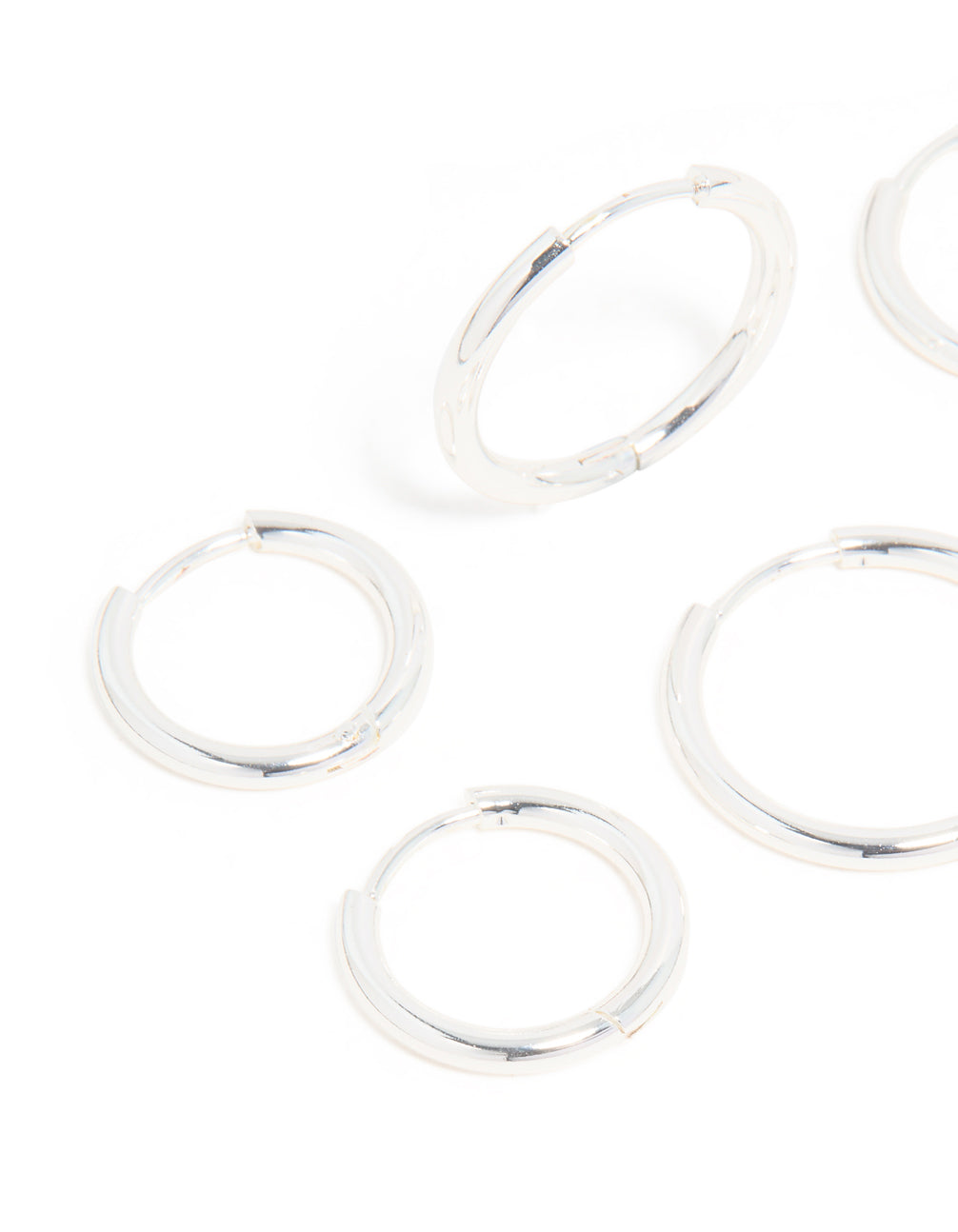 Waterproof Stainless Steel Thin Hoop Clicker Earrings 3-Pack
